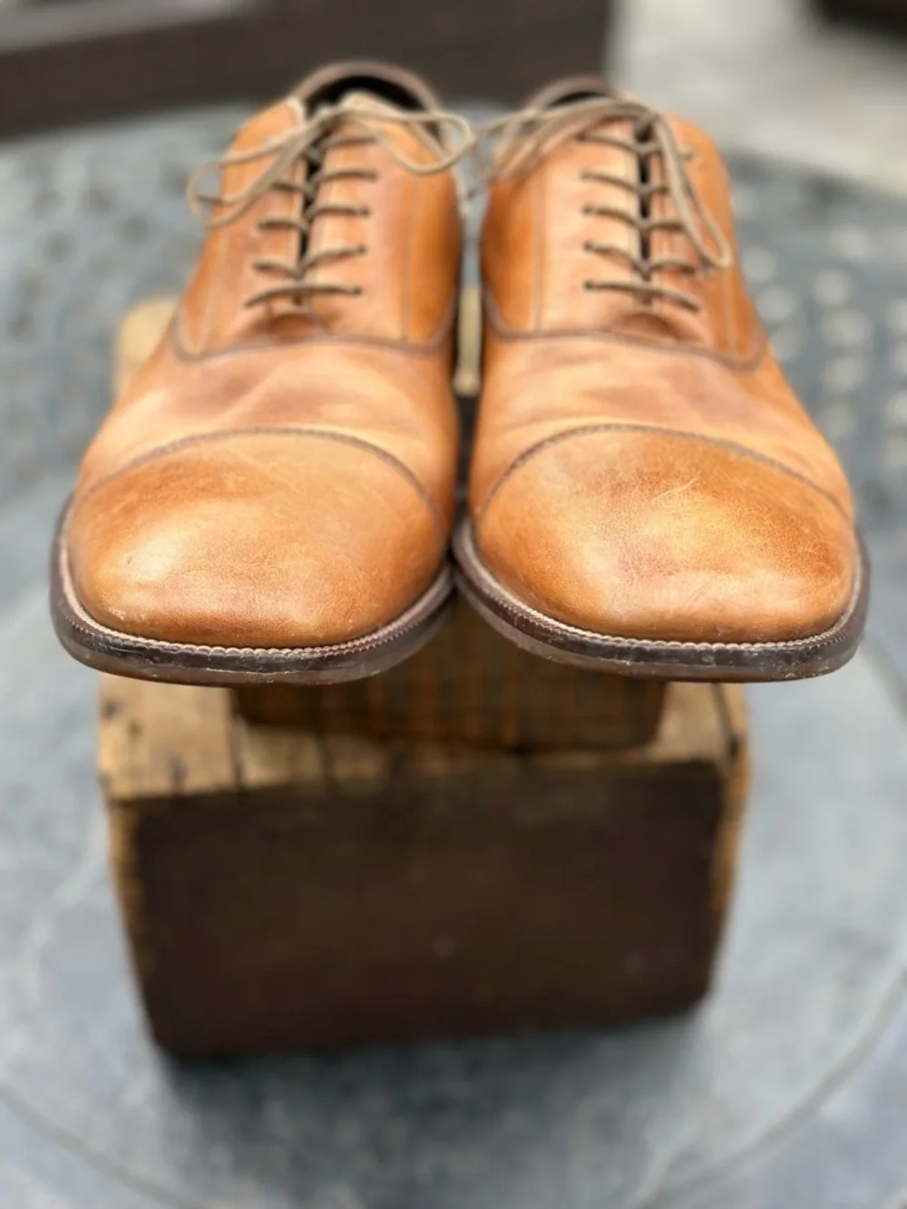 Cole Haan Cognac Leather Cap Toe Oxford Dress Shoes Men’s Lace Up